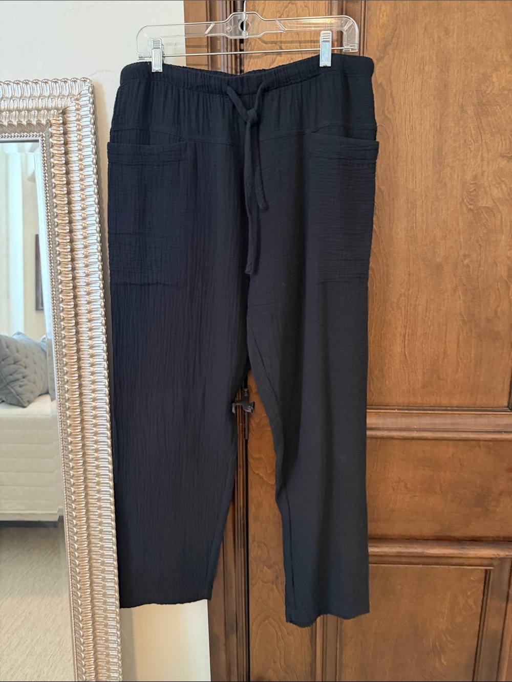 Rails Black Drawstring linen look Pants with Front Pockets